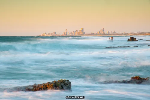 חשיפה ארוכה קצרה בחוף