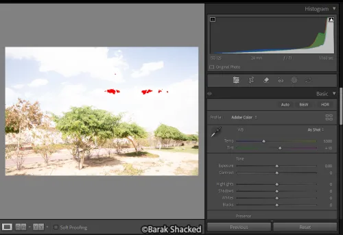 היסטוגרמה ושריפת תמונה בלייטרום